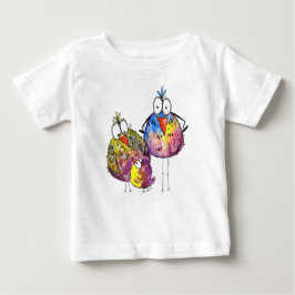 Drei Niedliche Whimsikfarbene Vögel Baby T-shirt