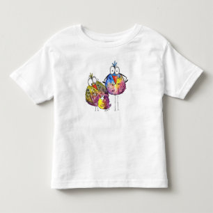 Drei Niedliche Whimsikfarbene Vögel Kleinkind T-shirt