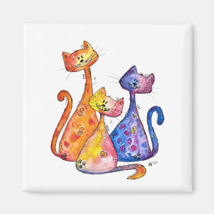 Drei Niedliche Whimsikkatzen Magnet
