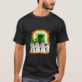 Drei Niedliche Wire Fox Terriers schließen Rainbow T-Shirt