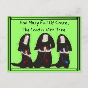 Drei Nonnen kniend "Hail Mary full of Grace" Postkarte