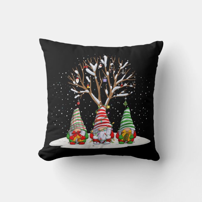 Drei nordische Gnome und ihr Weihnachtsbaum Kissen (Vorderseite)