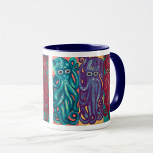 "Drei Oktopusse in einer Schachtel" Trinkbecher Tasse