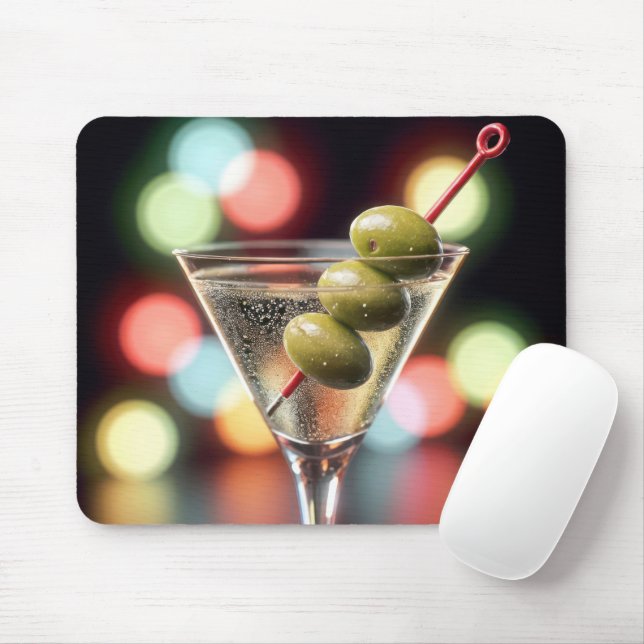 Drei Oliven im Martini-Cocktail Mousepad (Mit Mouse)
