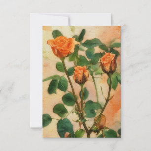 Drei Orange Rose Blume Art Flat Card Dankeskarte