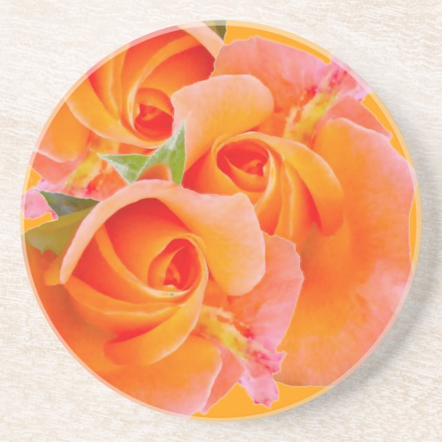 Drei orange Rose Sandstein Untersetzer (Vorne)