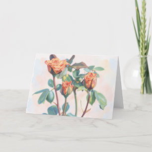 Drei orangefarbene Rosenknospen Gartenkunst Notizk Karte