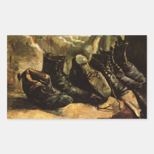 Drei Paar Schuhe von Vincent van Gogh Rechteckiger Aufkleber