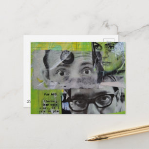 Drei Paare Augen, die sich Mixed-Media-Collage ans Postkarte