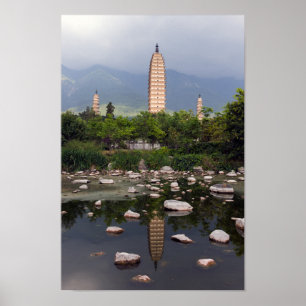 Drei Pagoden Dali, Zhonghe - Yunnan, China Poster