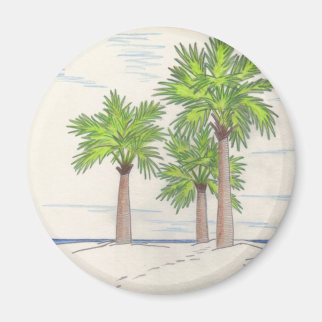 DREI PALMS-Magnete (rund) Magnet (Vorne)