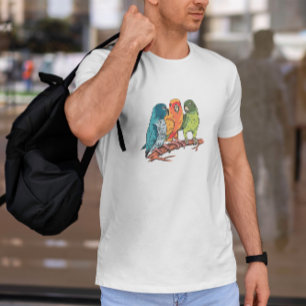 Drei Papageien-Illustration T-Shirt