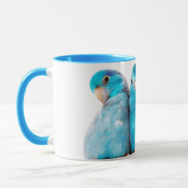 Drei Papageien pazifische blaue Parrotlet Tasse