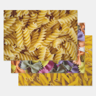 Drei Pasta Fotos Penne Fusilli Farfalle Geschenkpapier Set