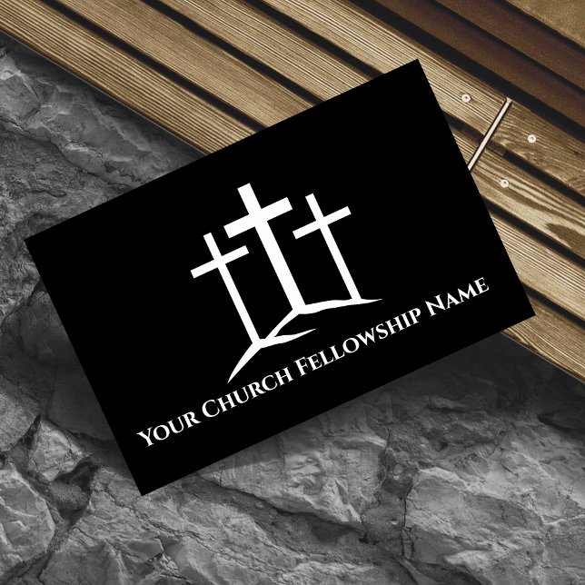 Drei Pastoren der Kirche White Crosses Visitenkarte (Three White Crosses Church Pastor Business Cards)