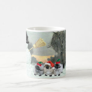 Drei Pekingese-Welpen Weihnachten Kaffeetasse