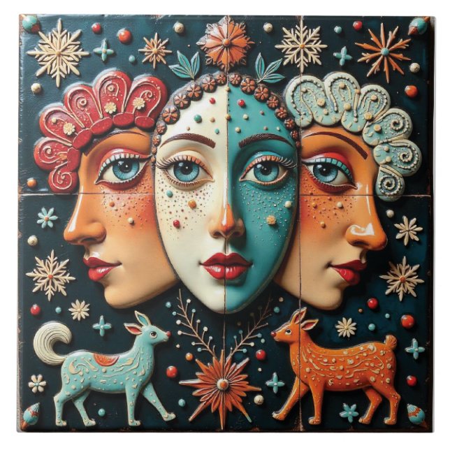 Drei Performance Artists Fliese (Vorderseite)