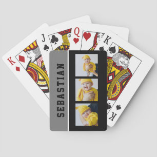 Drei Personalisierte Foto und Text Spielkarten