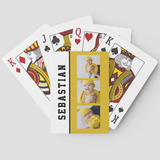 Drei Personalisierte Foto und Text Spielkarten (Rückseite)