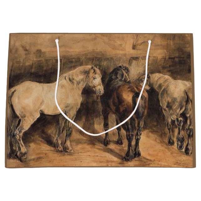 Drei Pferde im Stall Große Geschenktüte (Vorderseite)