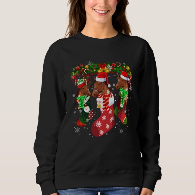 Drei Pferde in Socken Weihnachten Weihnachtsmannmü Sweatshirt (Vorderseite)