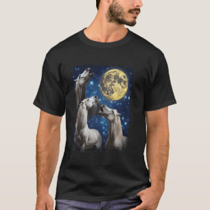 Drei Pferde Mond 3 Pferde Heulen Lustig Seltsam Ve T-Shirt