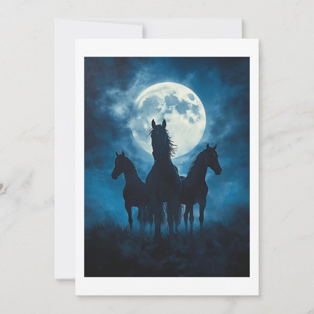 Drei Pferde Mond Dankeskarte (Vorderseite)