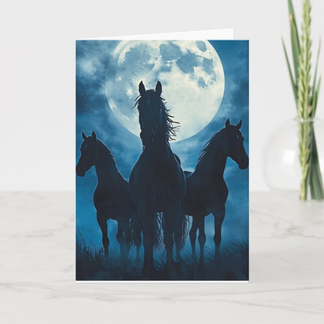 Drei Pferde Mond Karte (Vorderseite)