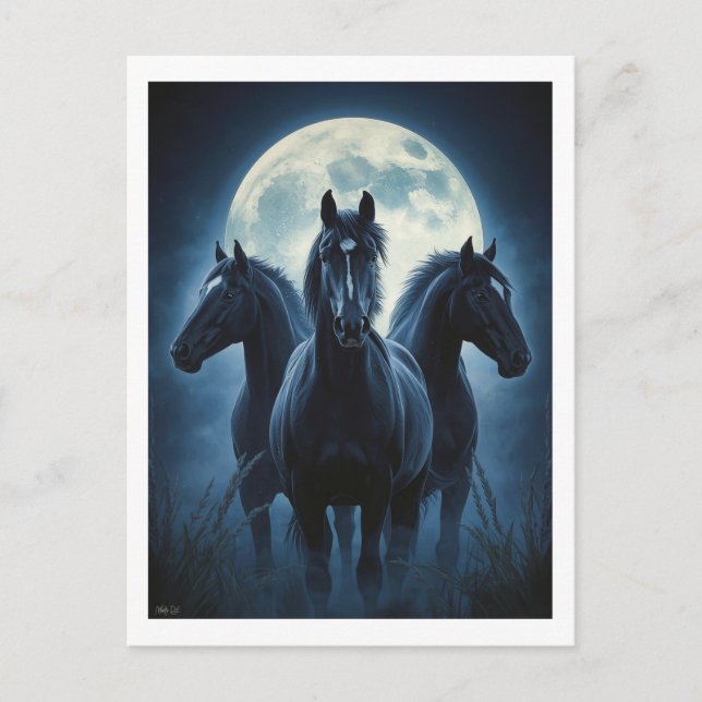 Drei Pferde Mond Postkarte (Vorderseite)