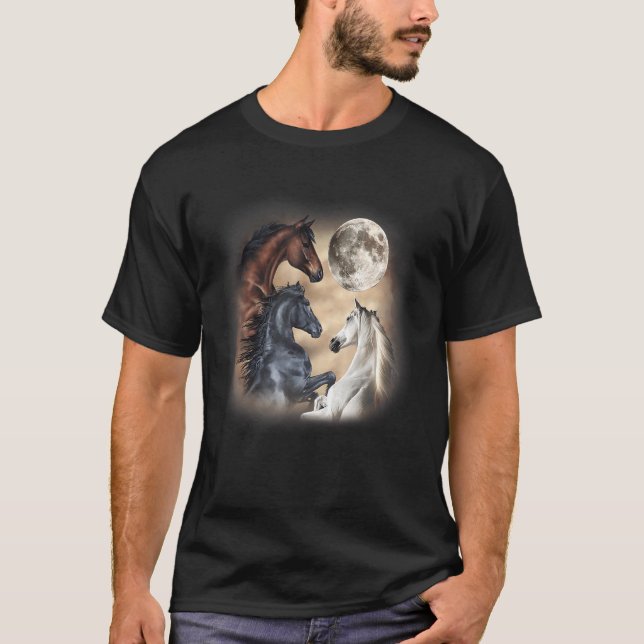 Drei Pferde Moon 3 Wolfs T-Shirt (Vorderseite)