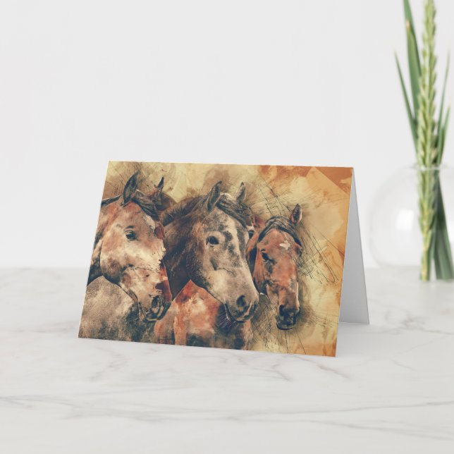 Drei Pferde werden bald gut gegrüßt Karte (Vorderseite)