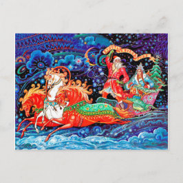 Drei Pferdeschwanzwagen bringen Neujahr und Weihna Postkarte