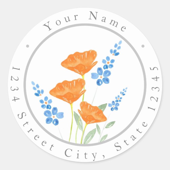 Drei Pfoten Wasserfarben Bouquet Labels Runder Aufkleber (Vorderseite)