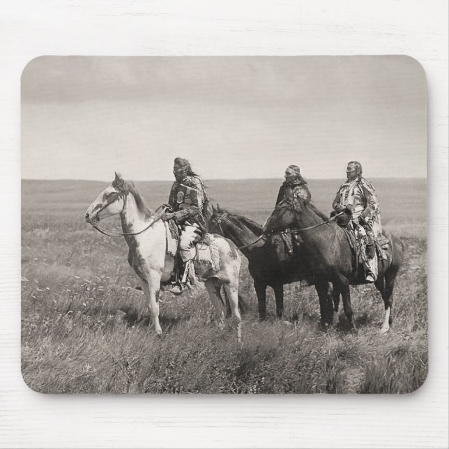 Drei Piegan Blackfeet-Leiter - Vintag Mousepad (Vorne)