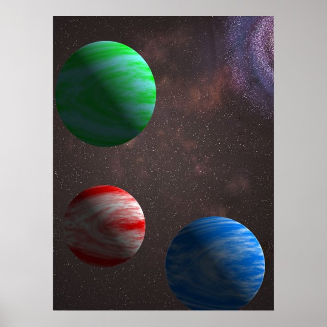 Drei Planeten Poster (Vorne)
