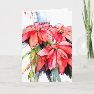 Drei Poinsettien in Wasserfarbe Feiertagskarte
