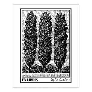 Drei Poplar Trees Ex Libris Gummistempel