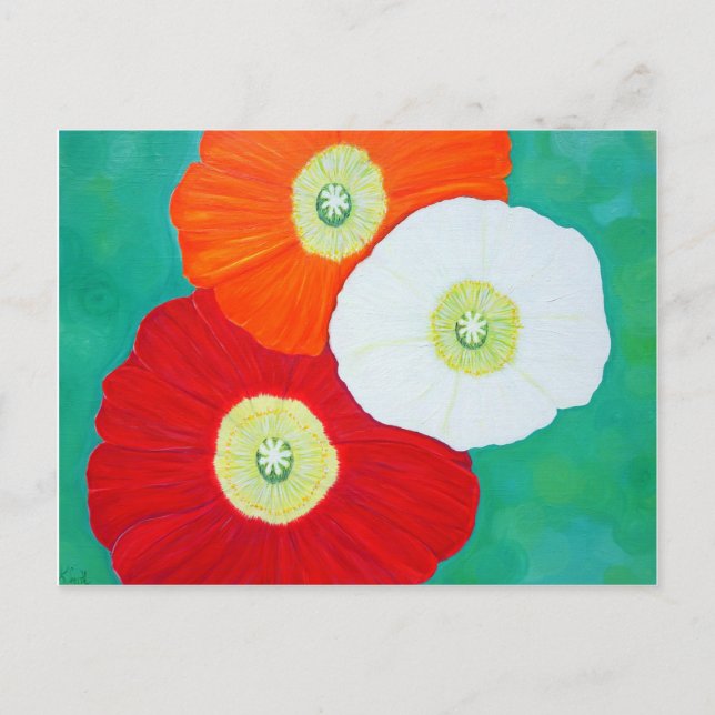 Drei Poppies Gemälde Postkarte (Vorderseite)