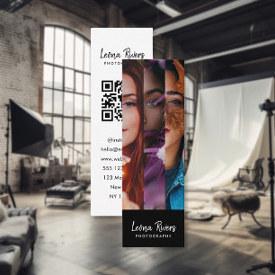 Drei-Portrait QR Code Fotograf Business Card Mini Visitenkarte