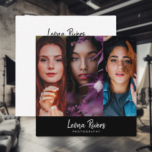 Drei-Portrait QR Code Fotograf Business Card Quadratische Visitenkarte