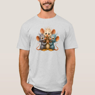 Drei Porzellanmäuse, ein Trio-Realist. T-Shirt