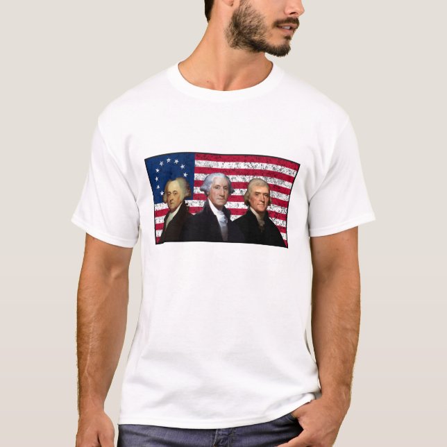 Drei Präsidenten und die amerikanische Flagge T-Shirt (Vorderseite)