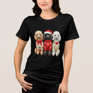 Drei Pudel-Weihnachtshunde-Feiertage Tri-Blend Shirt