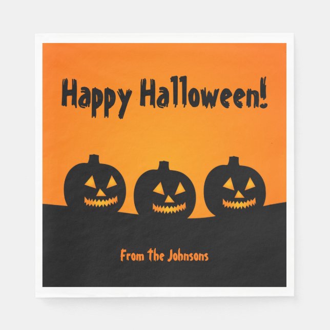 Drei Pumpkins Halloween-Party Napkins Custom Serviette (Vorderseite)
