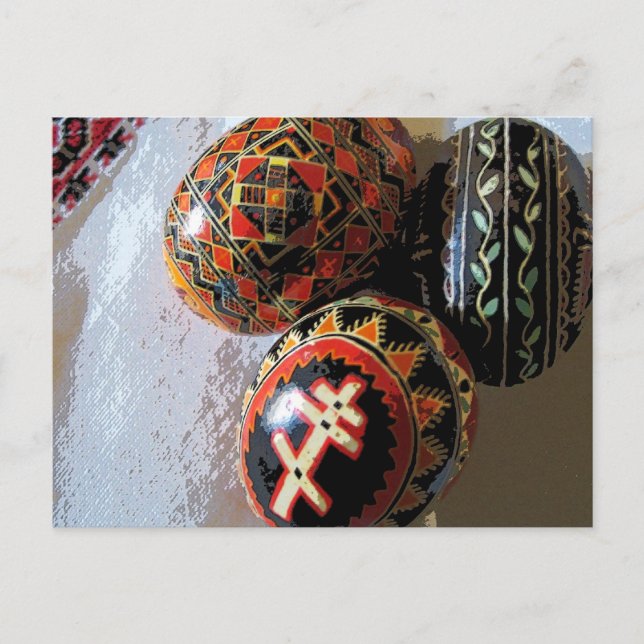 Drei Pysanky Postkarte (Vorderseite)