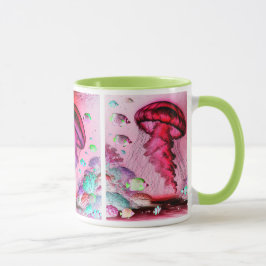 Drei Quallen treiben in den Strömen. Tasse