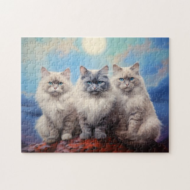 Drei Ragdoll Katzen Puzzle (Horizontal)