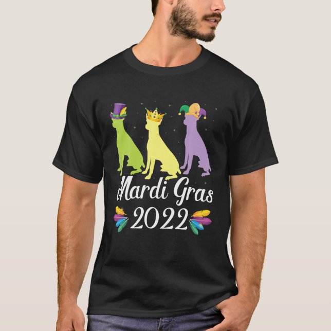 Drei Rat Terrier Dogs Mardi Gras Kostümtanzen T-Shirt (Vorderseite)