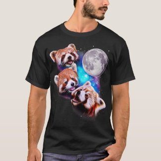 Drei Red Pandas Howl auf dem Mond T-Shirt