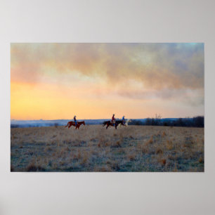 Drei Reiter in den Kansas Flint Hills Poster